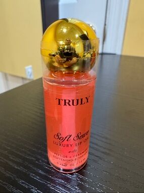 TRULY Soft Serve Luxury Lip Oil - Coral-Red with Gold Cap